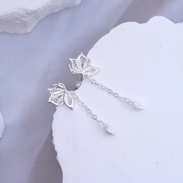 925耳針&times;蝴蝶流蘇&times;轉珠耳環