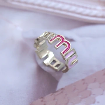 彩色字母&times;開口戒指