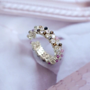 琉璃晶鑽小串珠&times;開口戒指