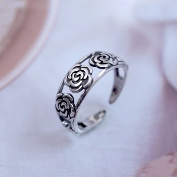 復古玫瑰花&times;開口戒指