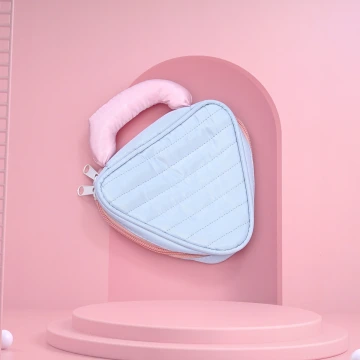 撞色倒三角手提&times;化妝收納包&times;藍色