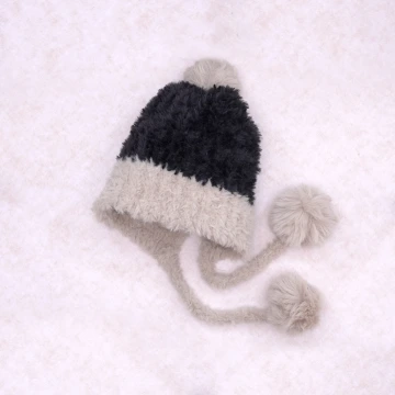 毛球拼色仿貂毛&times;毛帽&times;黑色