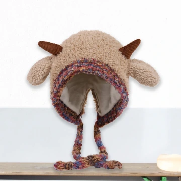 小羊角絨毛&times;毛帽&times;卡其