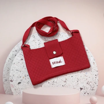 快樂多巴胺×單色針織×斜背包×紅色