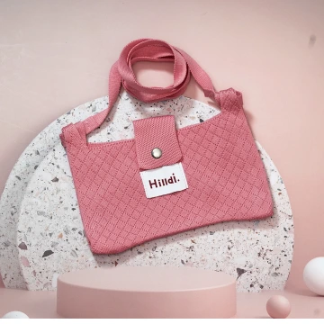 快樂多巴胺&times;單色針織&times;斜背包&times;粉紅