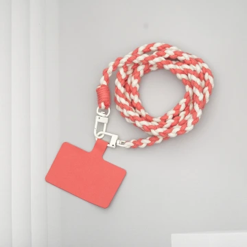 細繩雙色小麻花&times;手機斜背雙勾掛繩&times;橘+米