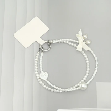 白珍珠圓舞曲&times;雙層手機腕帶掛繩