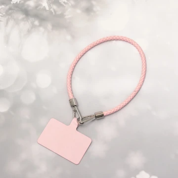 編織花紋皮革&times;手機腕帶掛繩&times;粉紅