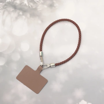 編織花紋皮革&times;手機腕帶掛繩&times;棕咖