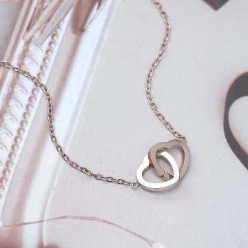 316鋼飾&times;心心相印&times;鎖骨項鍊&times;玫瑰金