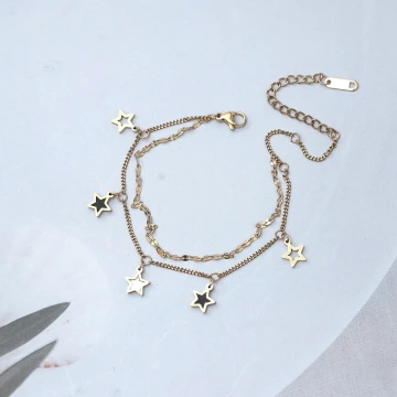 316鋼飾&times;星白星星&times;雙層手鍊/腳鍊&times;金色
