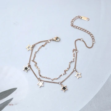 316鋼飾&times;星白星星&times;雙層手鍊/腳鍊&times;玫瑰金