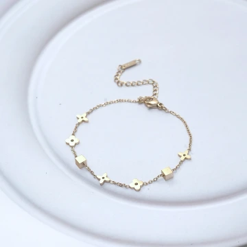 316鋼飾&times;老花方塊&times;手鍊&times;金色