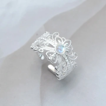 925銀飾&times;宮廷風鏤空蕾絲&times;開口戒指