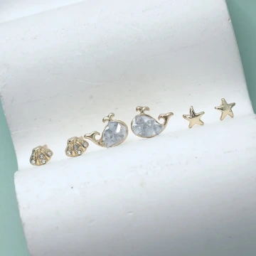 鯨魚海洋貝殼&times;三套件耳環組