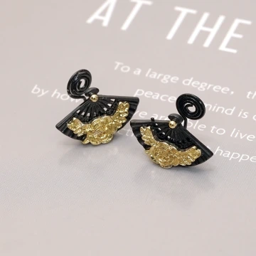 墨扇金牡丹&times;蚊香盤U型耳夾