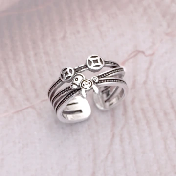 925銀飾&times;馬上有錢&times;開口戒指