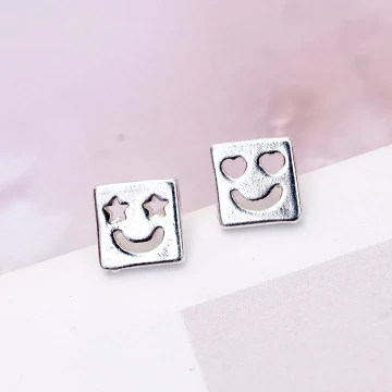 925銀針&times;方臉EMOJI&times;耳環
