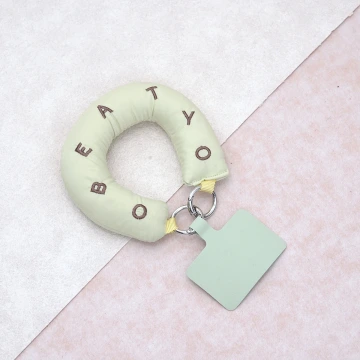 多巴胺澎澎棉字母&times;手機腕帶掛繩&times;綠色