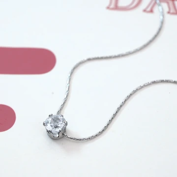 316鋼飾&times;六爪單鑽蛇骨鍊&times;項鍊&times;銀色