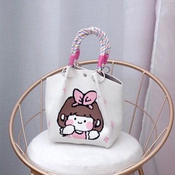 可愛女孩&times;針織手提袋