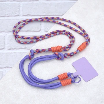 可延長運動風撞色&times;手機斜背&腕帶&times;兩用掛繩&times;紫橘紋理