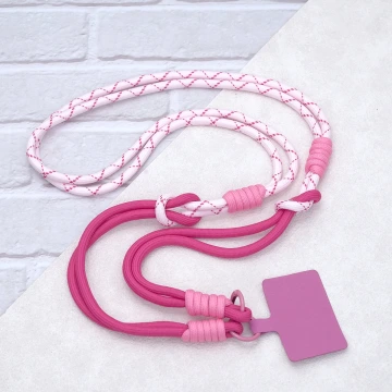 可延長運動風撞色&times;手機斜背&腕帶&times;兩用掛繩&times;桃粉紋理