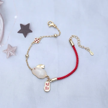 平安納福小兔&times;紅繩手鍊