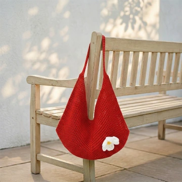 慵懶小花針織&times;肩背包&times;紅色