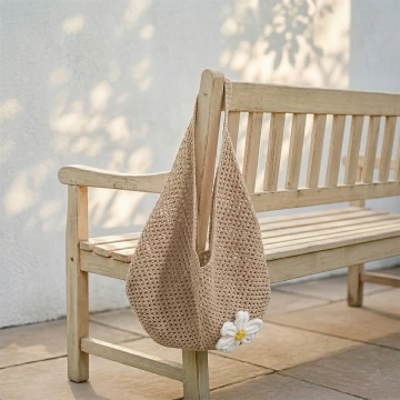 慵懶小花針織&times;肩背包&times;卡其