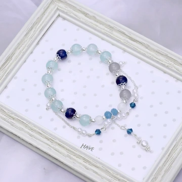 琉璃水藍藍&times;固定式串珠手鍊