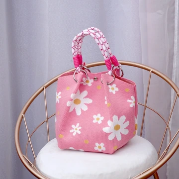 粉紅小雛菊&times;針織手提袋