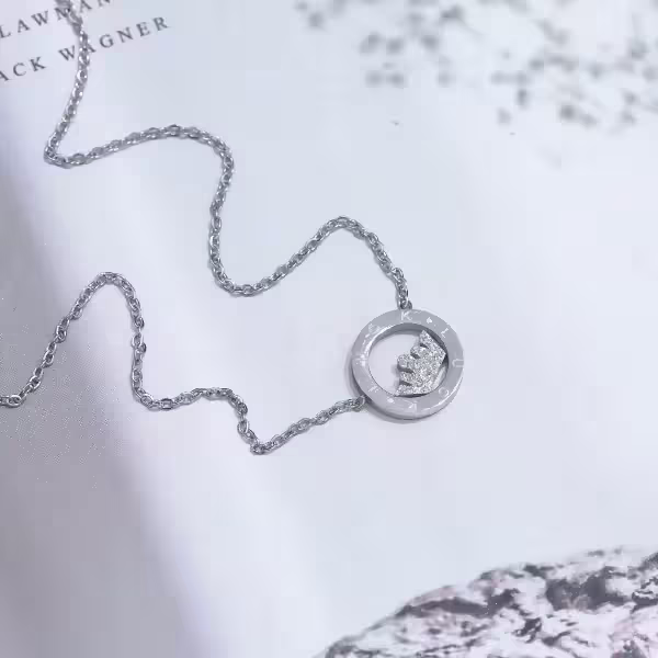 316鋼飾×皇冠之心×鎖骨項鍊×銀色