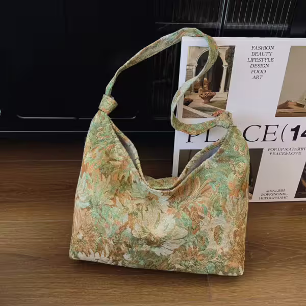 印象派花卉×肩背包×綠色
