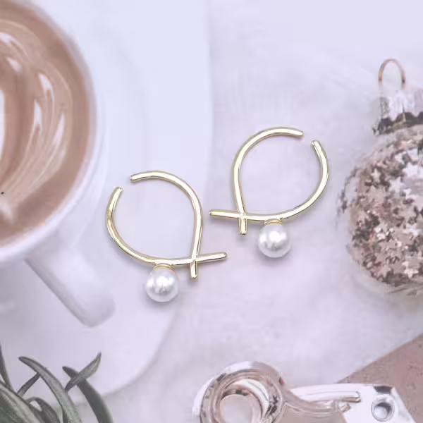 金屬單珍珠×雙邊耳掛