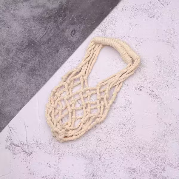 素色鏤空網編×飲料水瓶提袋×黃色