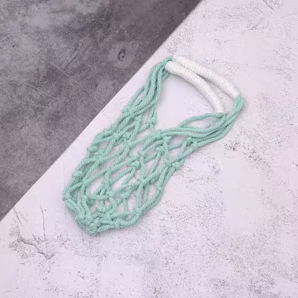 撞色鏤空網編×飲料水瓶提袋×白藍