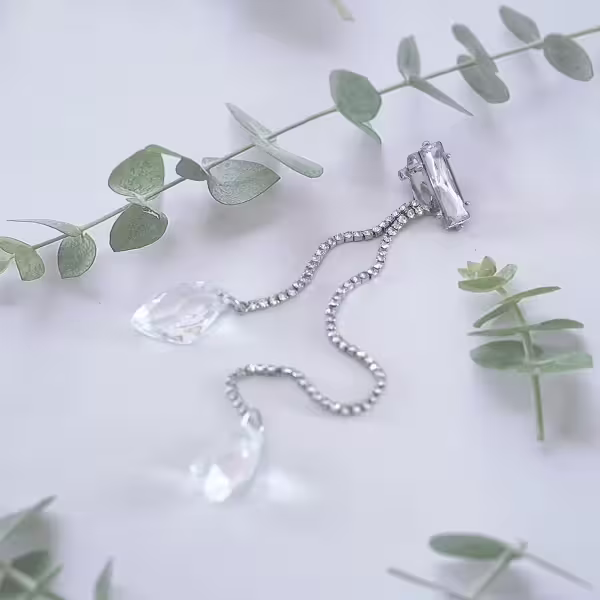 巴洛克水晶流蘇×單邊三角耳骨夾