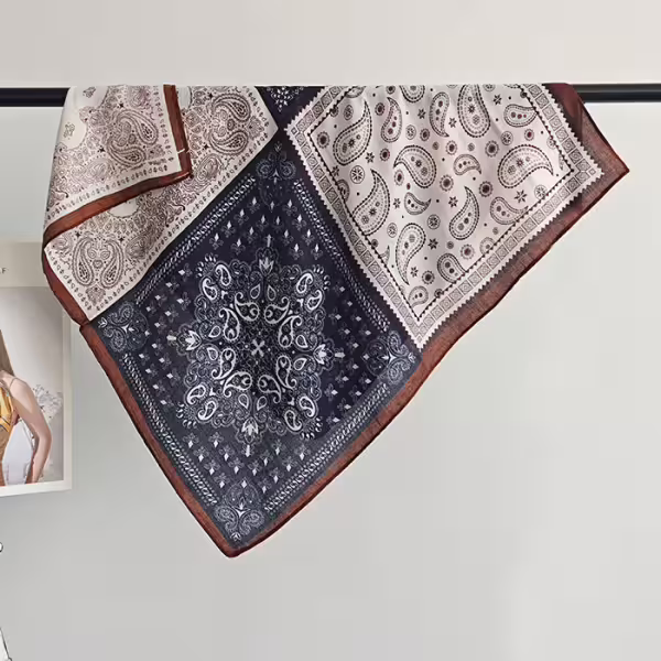 美式圖騰印花×絲巾×四角頭巾