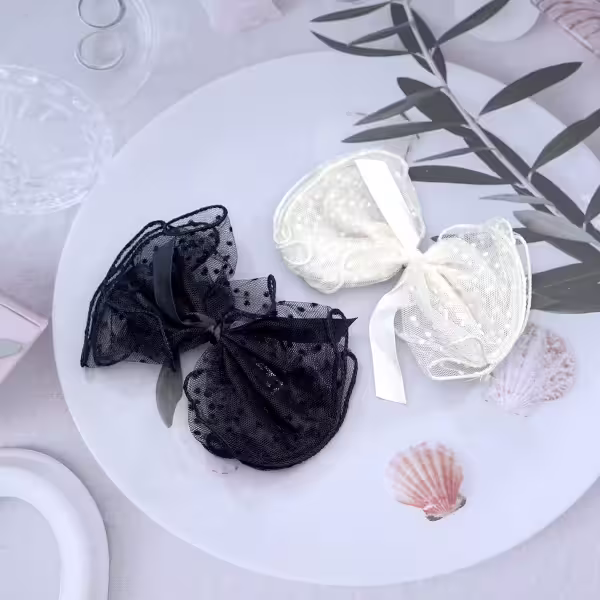 點點蕾絲薄紗蝴蝶結×蝴蝶髮夾×共二色
