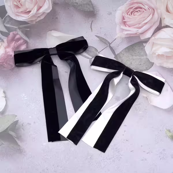 雙層飄帶長尾蝴蝶結×蝴蝶髮夾×共二色