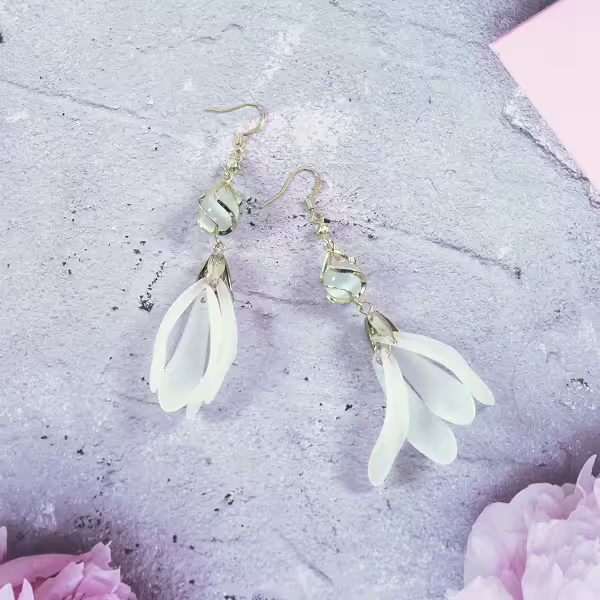 琉璃珠流蘇花瓣裙×吊墜耳勾