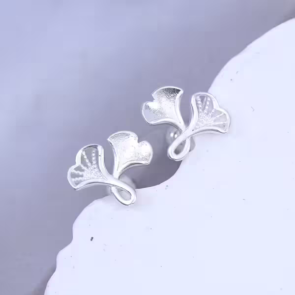 925耳針×銀杏葉×轉珠耳環