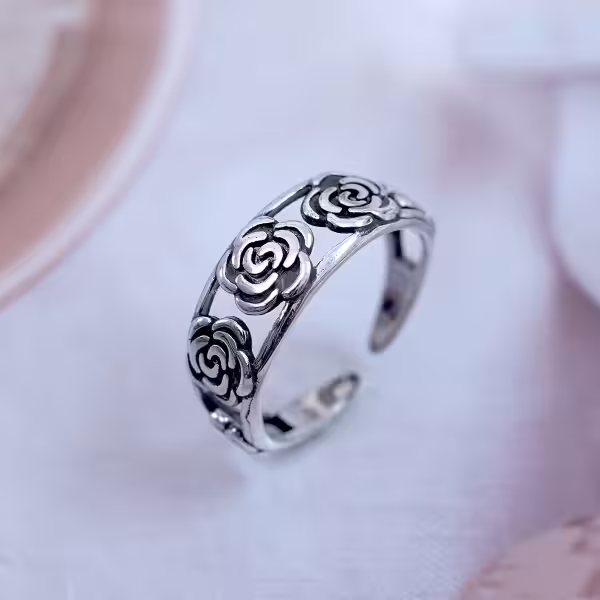 復古玫瑰花×開口戒指
