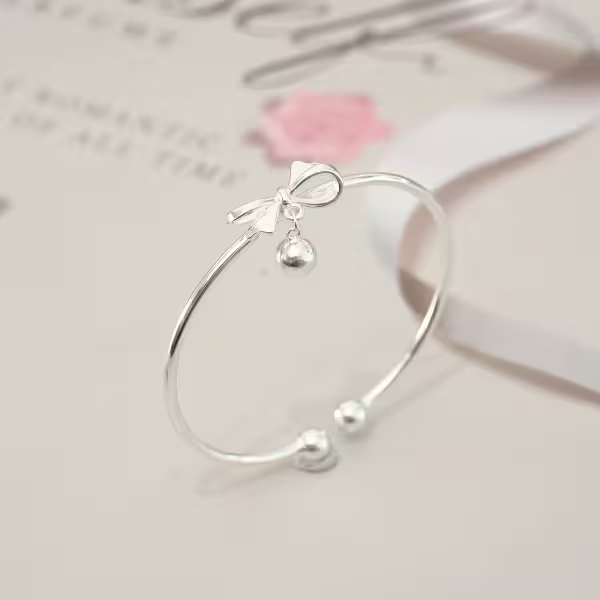 925銀飾&times;蝴蝶領結小鈴鐺&times;開口手環