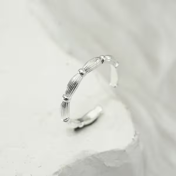 925銀飾&times;希臘風織紋&times;開口戒指