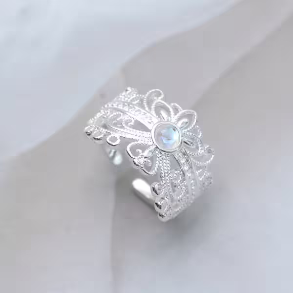 925銀飾&times;宮廷風鏤空蕾絲&times;開口戒指