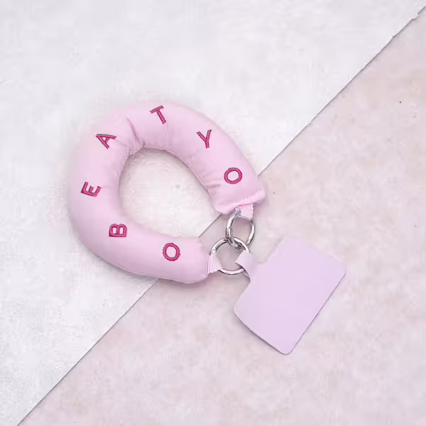 多巴胺澎澎棉字母&times;手機腕帶掛繩&times;粉紅