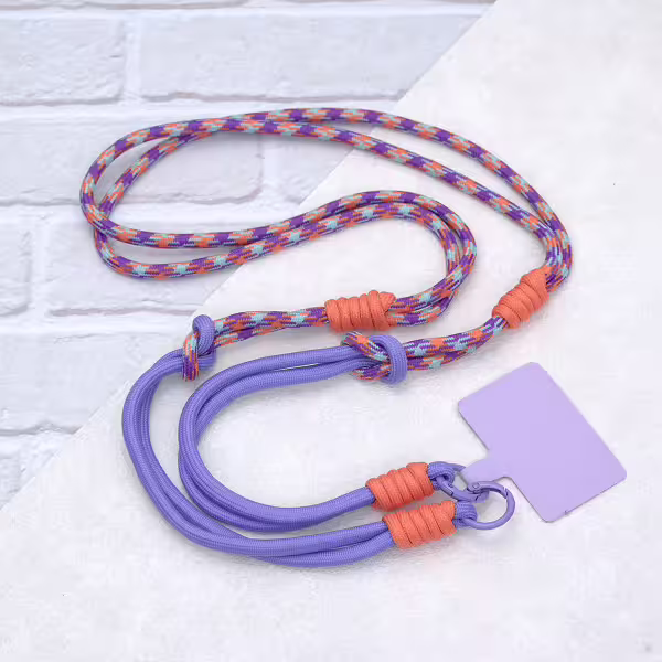 可延長運動風撞色&times;手機斜背&腕帶&times;兩用掛繩&times;紫橘紋理