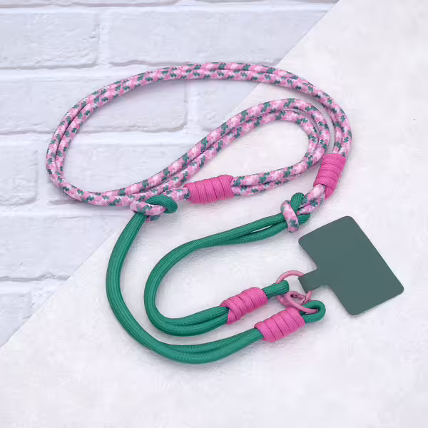 可延長運動風撞色&times;手機斜背&腕帶&times;兩用掛繩&times;綠粉紋理